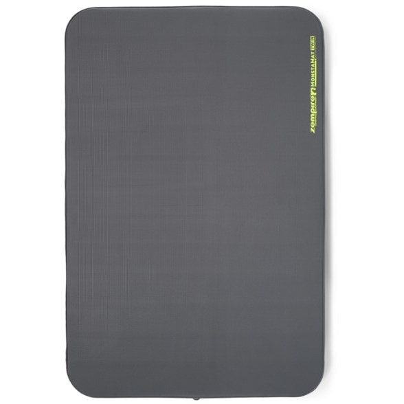 Zempire Monstamat Twin air mattress set up in a tent, showcasing its quiet memory foam sleeping mat for tents.