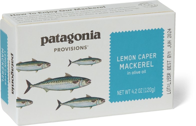 Close-up of sustainable canned fish featuring Wild Atlantic mackerel with BPA-free aluminum can