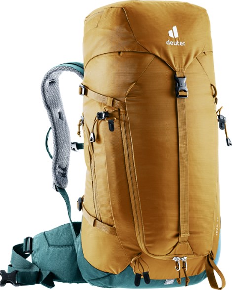 Men's hiking backpack showcasing the aircontact back system from a side angle