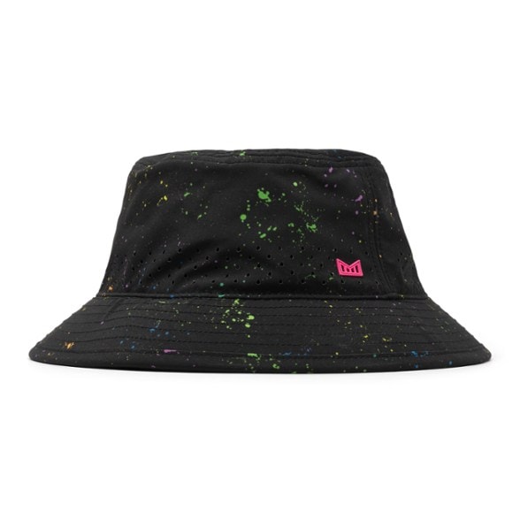 Side profile of the Neon SurfGuard bucket hat showing vibrant neon panels and moisture-wicking texture