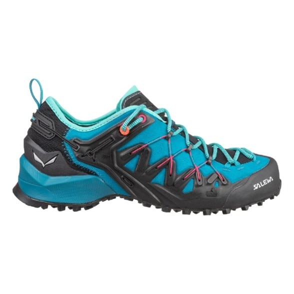 Salewa Women's Wildfire Edge Approach Shoes from the side showcasing the climbing lacing system.