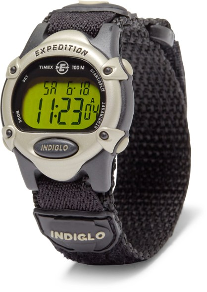 Timex Adventure Pro Digital Watch displaying dual time zones and alarms.