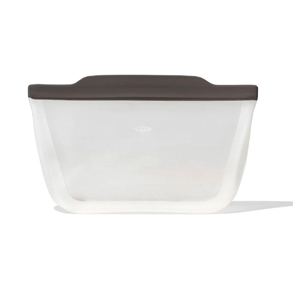 Eco-friendly silicone stand-up storage bag for food storage.