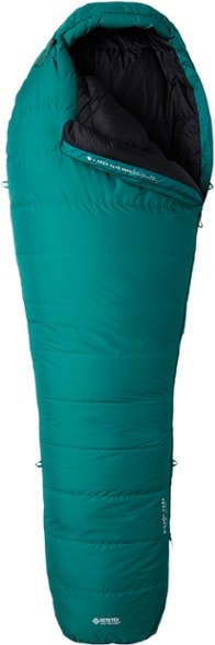 Mountain Hardwear Bishop Pass GORE-TEX 15°F sleeping bag shown outdoors under the starry sky.