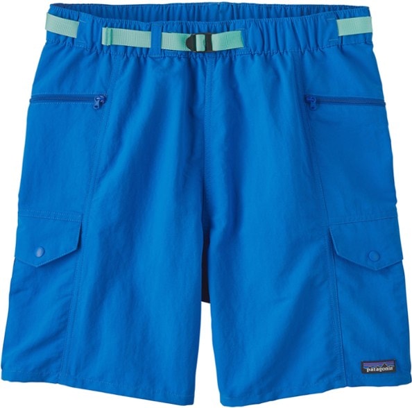 Men's quick-dry adventure shorts showcasing the elastic waistband and adjustable buckle belt.