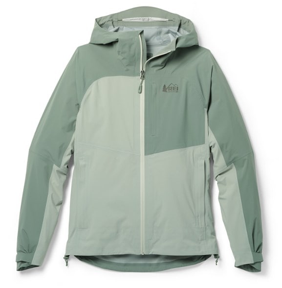 XeroCloud Women's 3L Rain Jacket showcasing its waterproof features while hiking