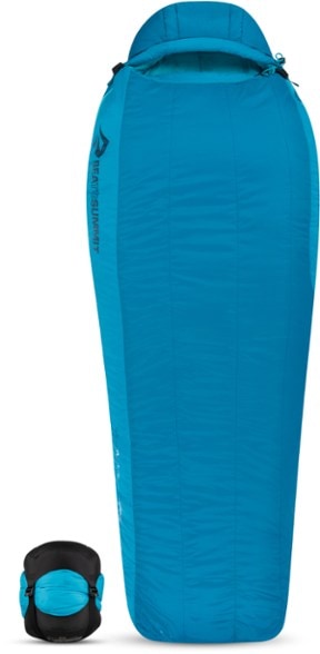Venture Women's sleeping bag with full-length zippers for ventilation.