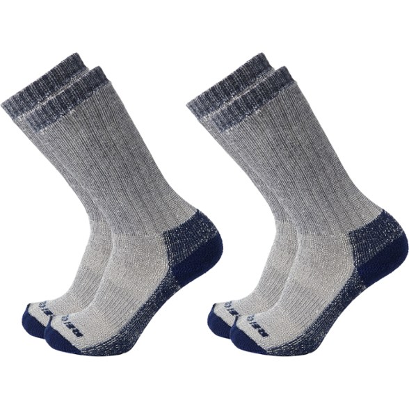 Close-up of the heavy cushioning on Merino wool hiking socks, perfect for cold weather.