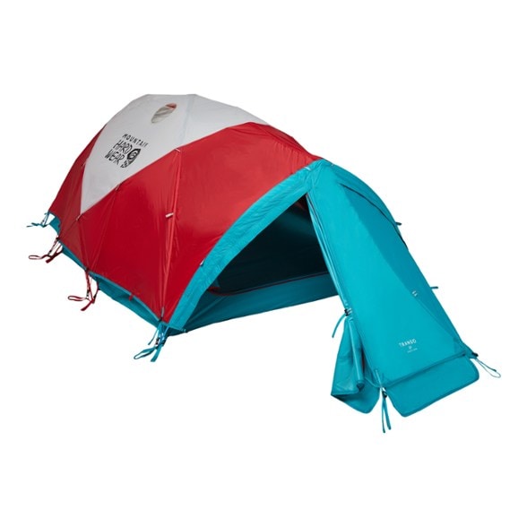 Alpine Trango 2 tent setup in snowy conditions, showcasing its durable fabric and design.