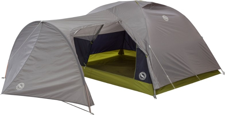 Blacktail Hotel 3 bikepacking tent set up beside a trail, showcasing spacious interior for 3 person tent use.