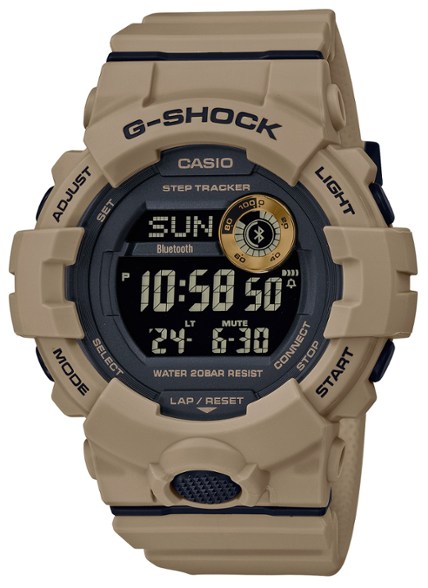 G-Shock Power Trainer watch showing step count and timer usage in an outdoor setting.