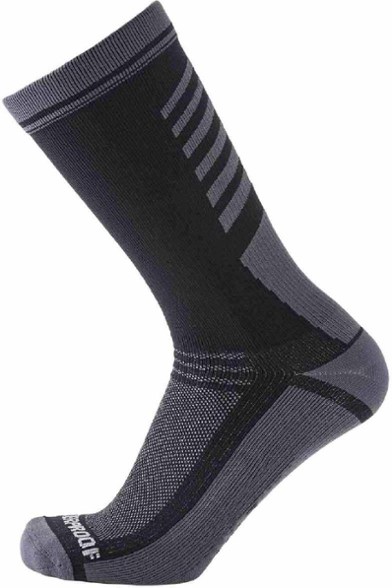 Close-up of AquaGuard waterproof socks demonstrating moisture-wicking technology.