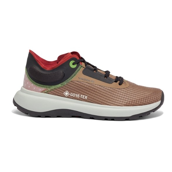 Side view of Vasque Men's GORE-TEX Trailblazer Hiking Shoes highlighting the breathable mesh and lacing system.
