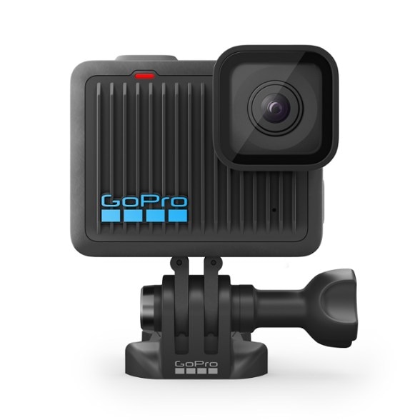GoPro HERO action camera showcasing its compact design and rugged build for outdoor sports.