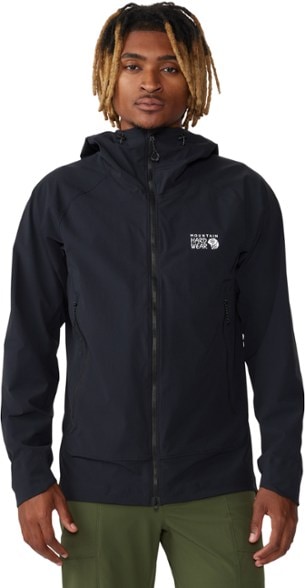 Front view of Mountain Hardwear Chockstone Alpine LT Hooded Jacket showcasing its durable fabric and design.