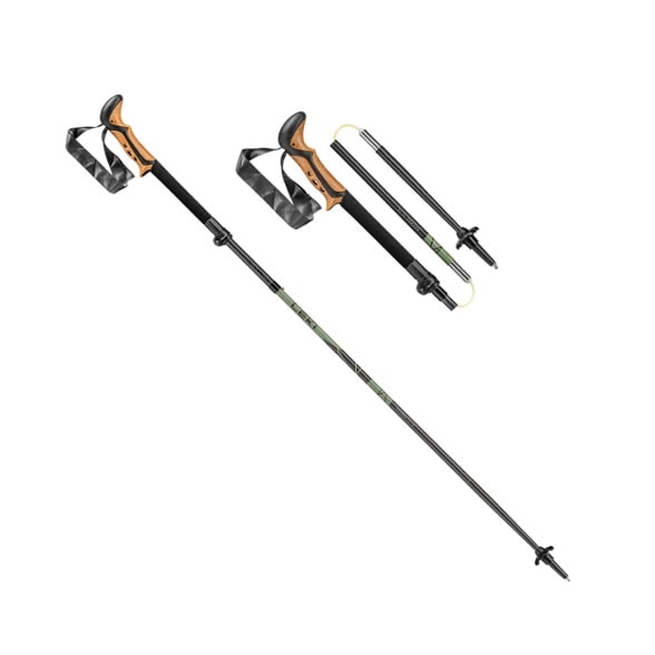 Side view of Leki Khumbu FX TA trekking poles showcasing their lightweight aluminum design.