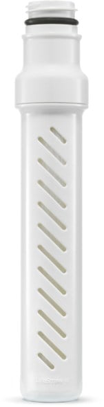 LifeStraw Go replacement water filter close-up showing activated carbon and membrane microfilter