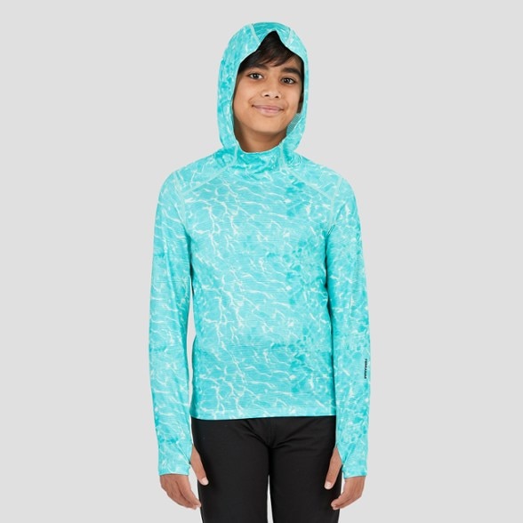 Front view of the lightweight quick dry kids hoodie for sports, highlighting its breathable fabric.