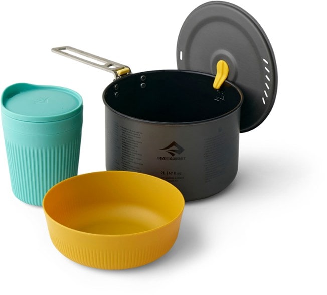 TrailMate Ultralight Pot with Click-Safe handle during outdoor cooking