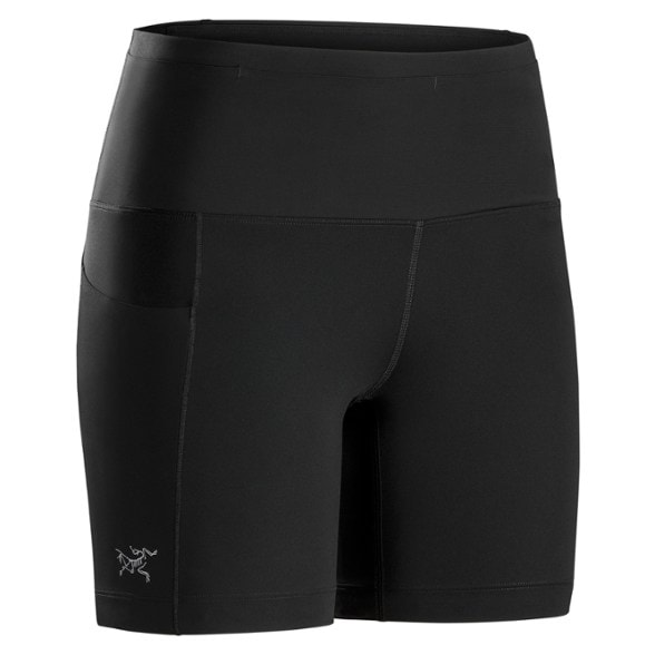 High-rise women's hiking shorts showcasing breathable fabric and practical pockets.