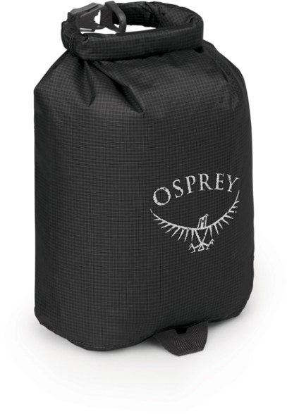 Osprey Ultralight Dry Sack displayed against a scenic outdoor backdrop, showcasing its durability and waterproof design.