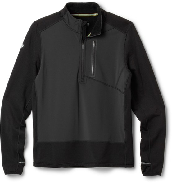 Front view of Vortex Shield men’s active fleece windproof pullover showcasing windproof jacket design and reflective details