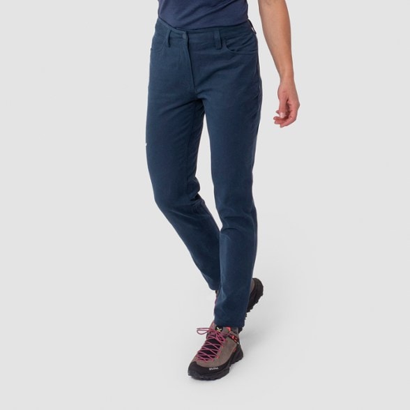 Front view of women's hemp pants, highlighting their breathable fabric and design.