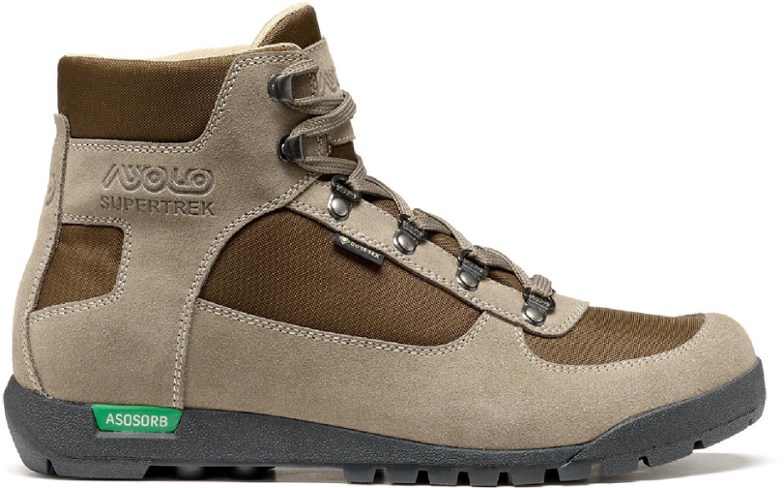 Asolo SuperTrek GTX hiking boots showcasing their waterproof design and sturdy construction.
