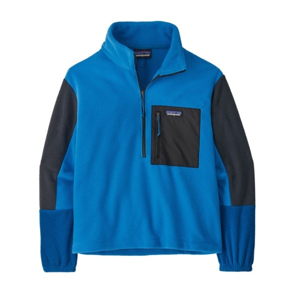 Patagonia Microdini fleece pullover in outdoor setting, showcasing its lightweight design and half-zip feature.