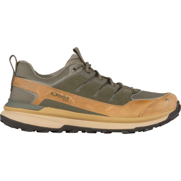 Side view of Hyalite men's waterproof hiking shoes on rocky terrain.
