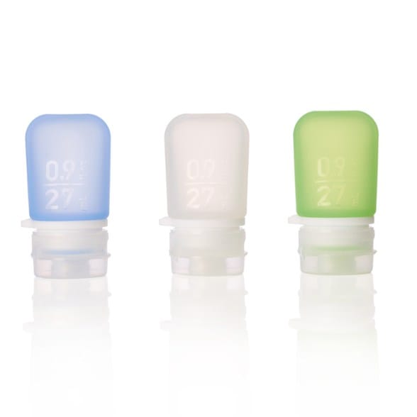 TravelEase Mini Squeeze Bottles set of 3 in different colors, perfect for travel and camping.