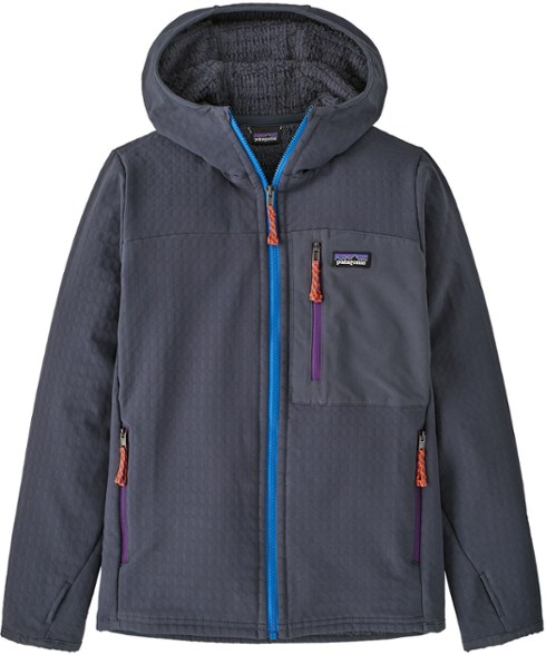 Patagonia Kids' R2 TechFace Hoody - Front view, ideal for layering during outdoor play.