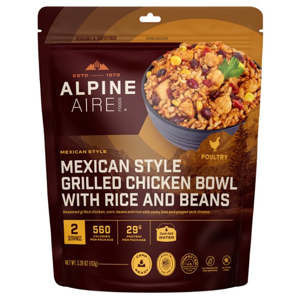 Adventure-ready Mexican grilled chicken bowl with vibrant ingredients.