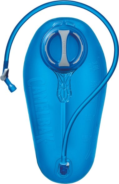 CamelBak Crux 3L hydration reservoir showcasing the ergonomic handle and bite valve.