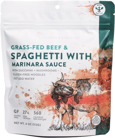 Hearty grass-fed beef and spaghetti meal in a camping setting