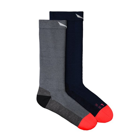 Side view of women's socks showing cushioned heel and breathable knit for trail use
