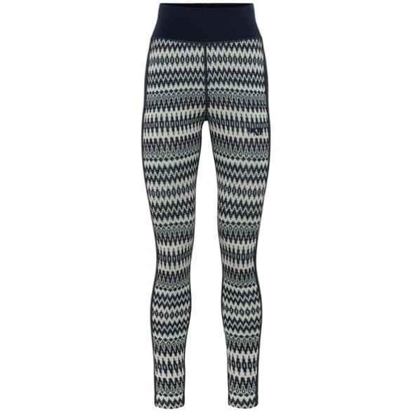 Front view of Kari Traa Sara women's merino wool base layer pants, showcasing the slim fit design.