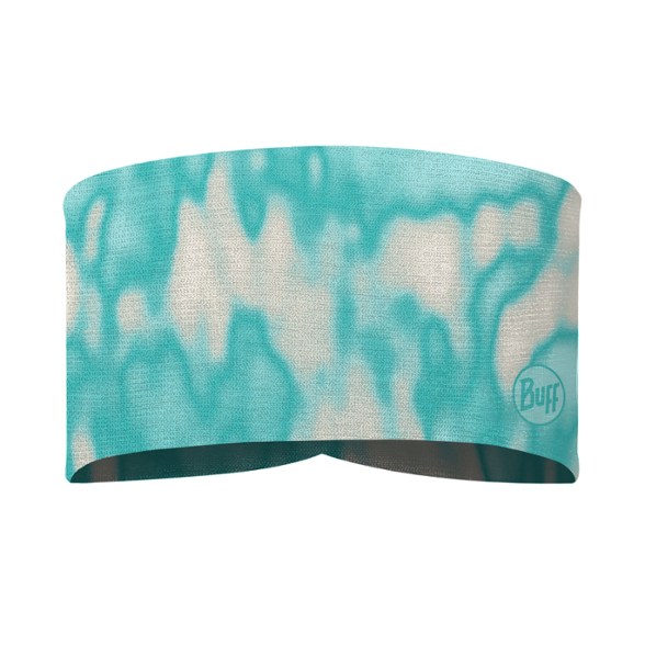 Buff UV protection cooling headband in mint color, shown during a workout