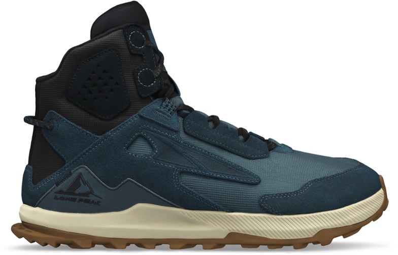 Altra Lone Peak 2 Men's Hiking Boots displayed on a rocky trail