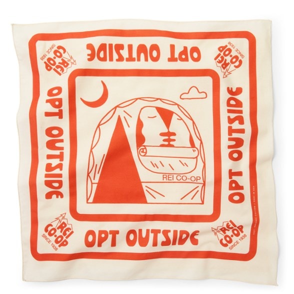 Cotton bandana tied around a hiker's neck, showcasing its versatility for outdoor adventures.