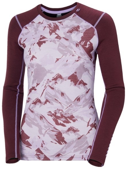 Helly Hansen women's merino wool base layer top displayed on a mannequin, showcasing the stylish design.