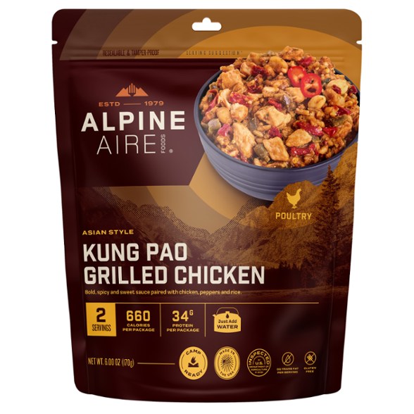 Delicious Kung Pao Grilled Chicken served in a camping setting