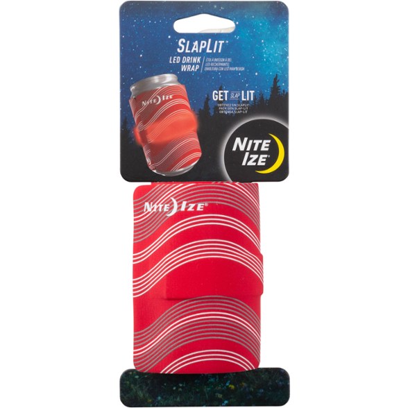 GlowWrap LED Insulated Drink Sleeve glowing red, ideal for outdoor use.