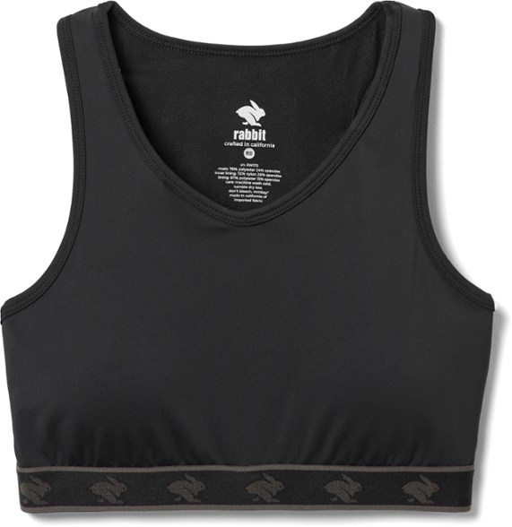 Front view of the RunReady sports bra showcasing its phone pocket.
