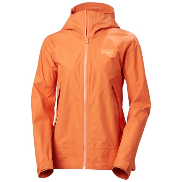 Front view of Helly Hansen Women's Storm Defender Jacket in action during a hike.