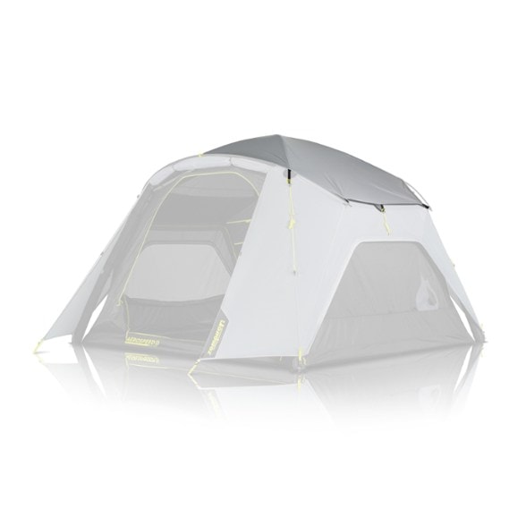 Aerospeed 6 Tent UV Shield installed on tent, showcasing its reflective surface and fit.