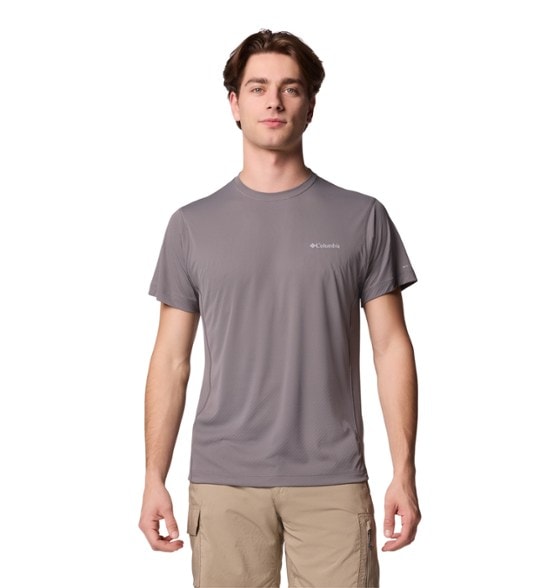 Front view of Columbia ChillGuard men's performance shirt showing lightweight fabric and active fit