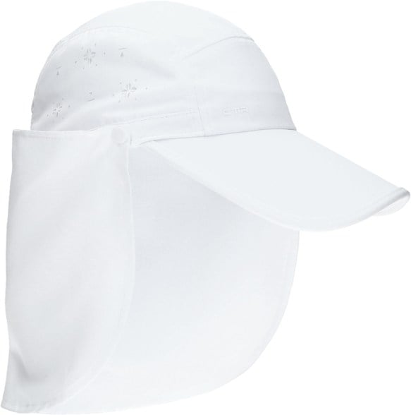 Close-up front view of NomadTrail convertible sun hat showing the perforated side panels and curved brim
