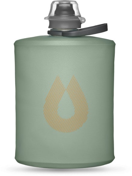HydraPak Flexi-Stow 500 ml water bottle in action during hiking.