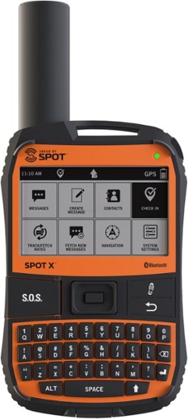 SPOT X satellite messenger displaying Bluetooth connectivity features in a hiking setting.